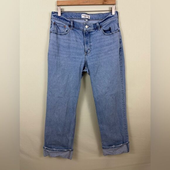 Abercrombie & Fitch Denim - Abercrombie & Fitch The Baggy Low Rise Jeans Cuffed Hem Medium Wash